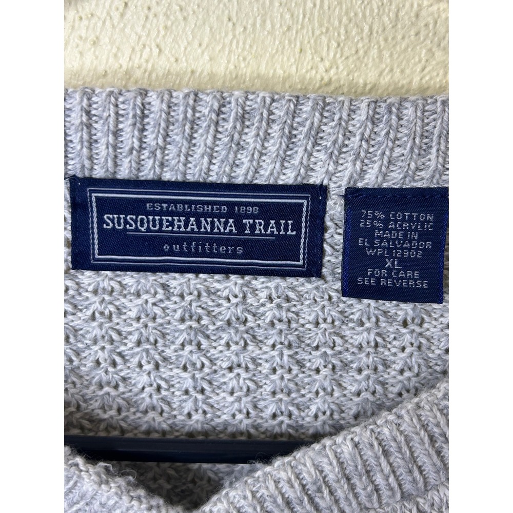 Susquehanna Trail Outfitters Mens XL Grey Knit Henley Sweater Cotton Blend - Picture 3 of 3